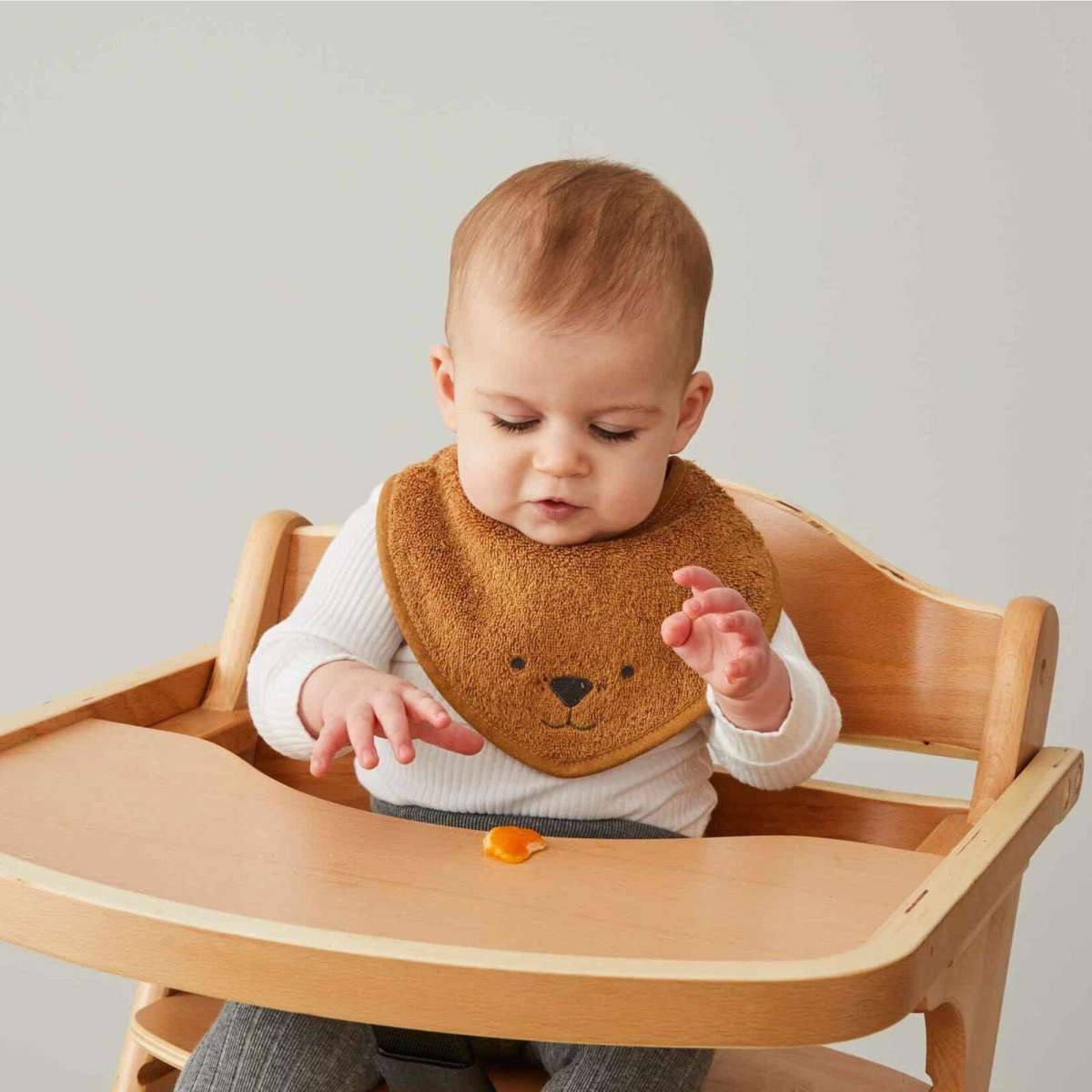 Jiggle & Giggle Animal Faces Terry Towelling Bib Baby 4m+ Biscuit 2pc