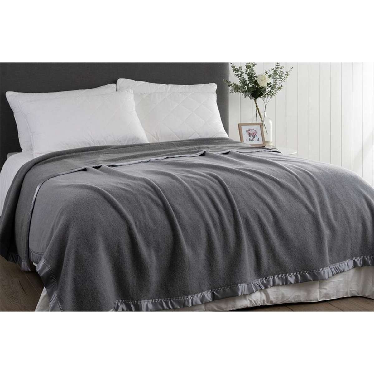 Onkaparinga Queen King Bed Heirloom Blanket Australian Wool - Grey 