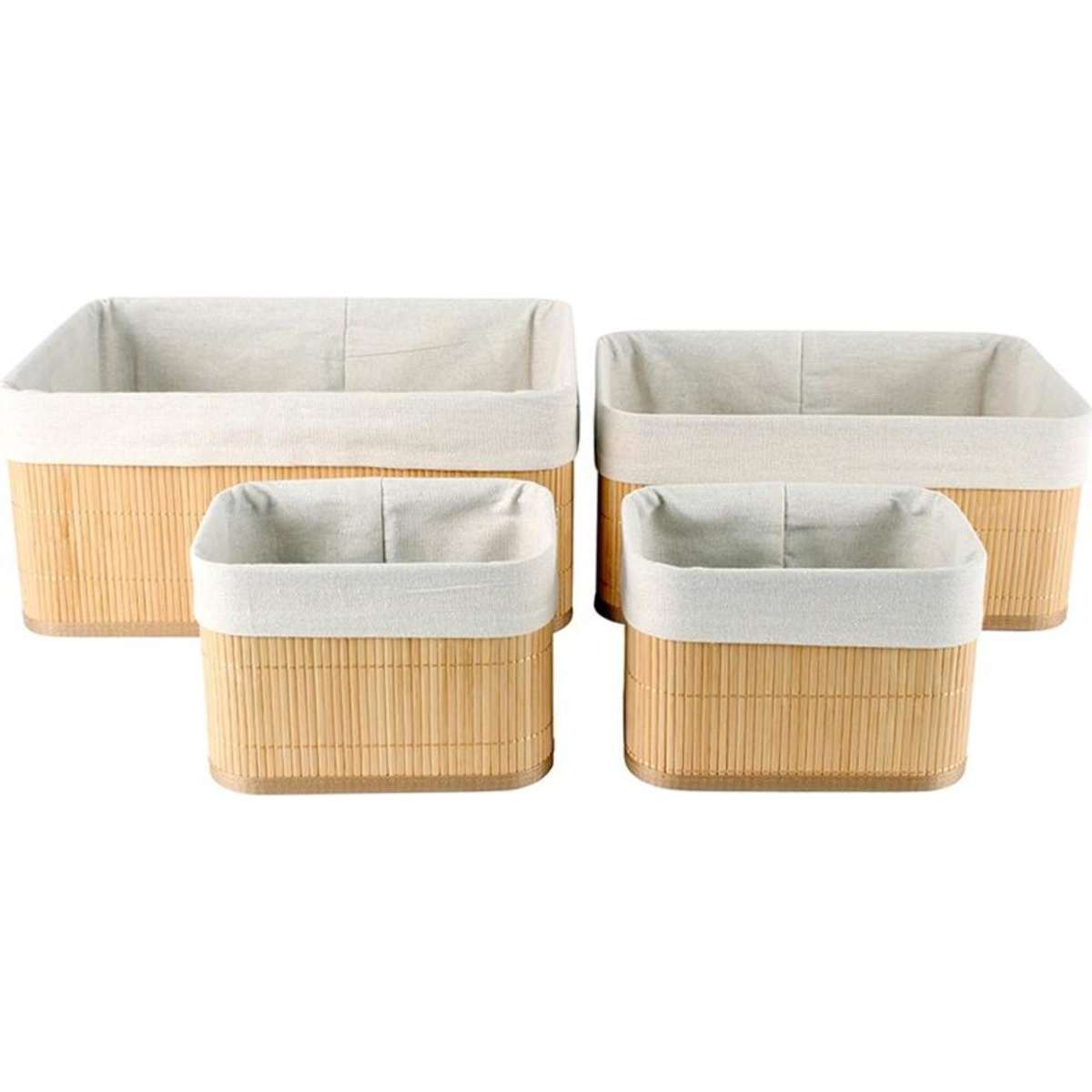 Maine & Crawford Kalib Storage Basket w/ Lining Natural 4pc 20/25/40cm Woolworths