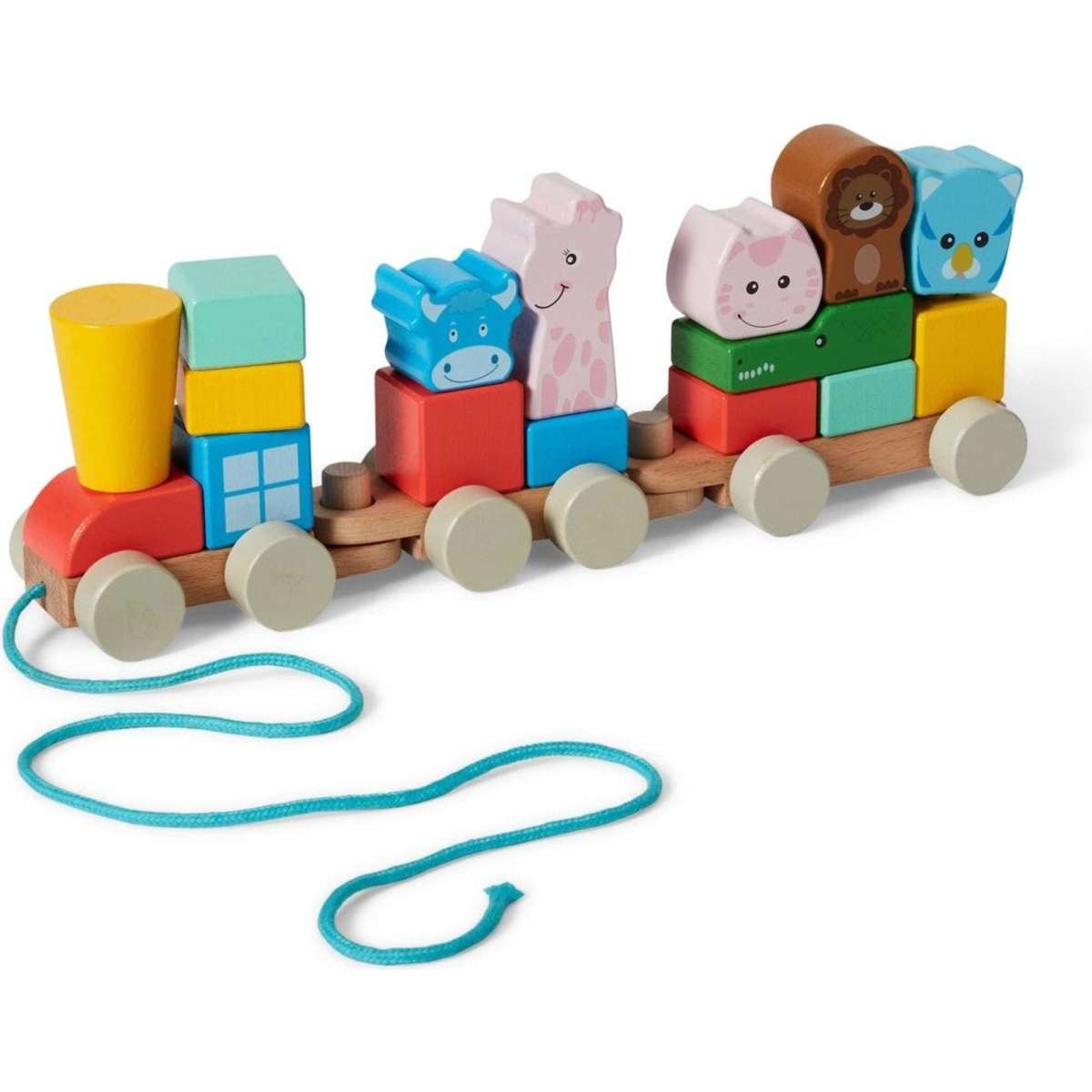 Wooden animal cheap train set