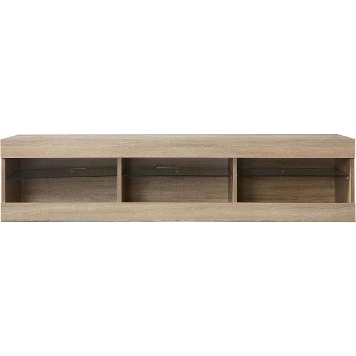 Levede LED Entertainment Center TV Stand Game Media Storage 55" Wood Woolworths