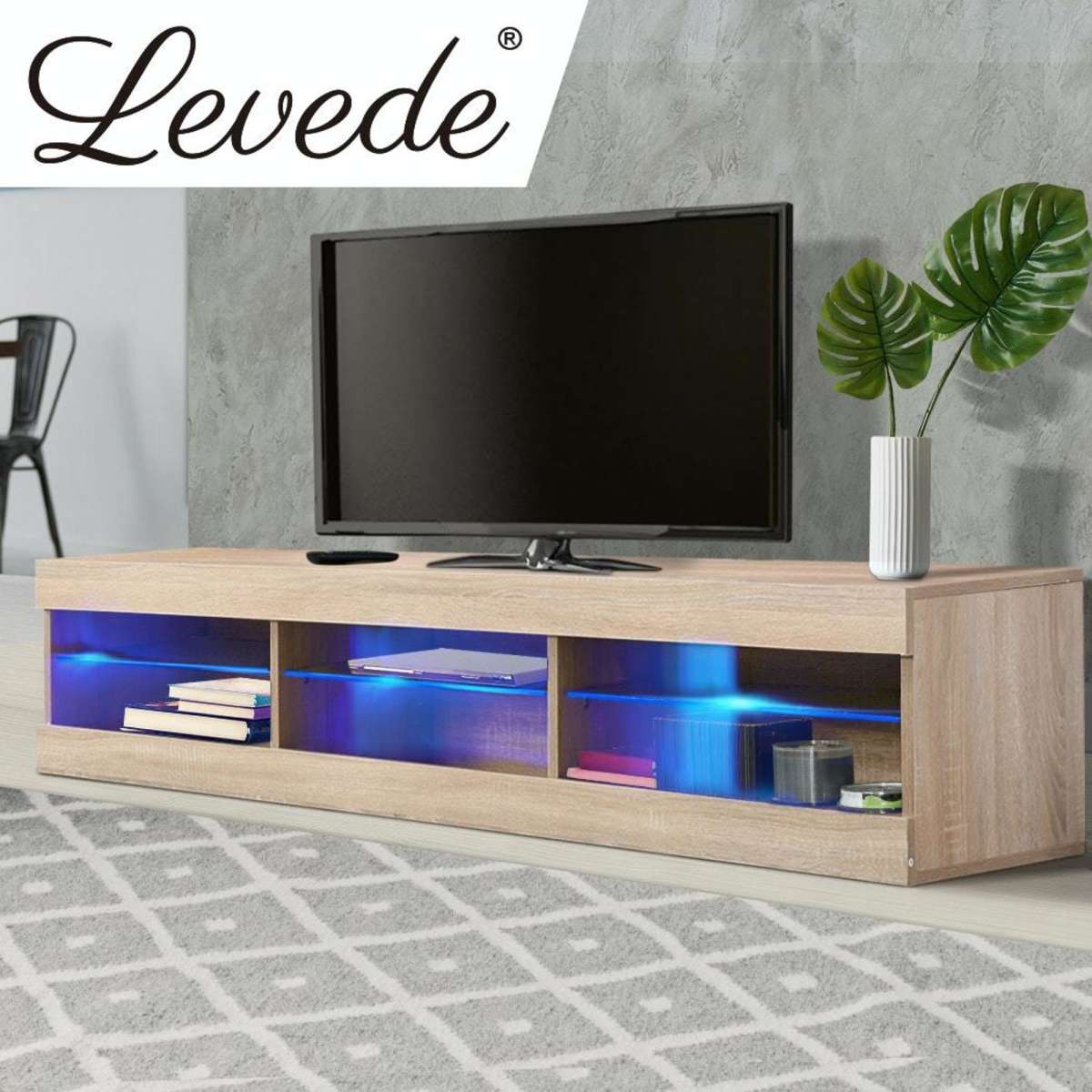 Levede LED Entertainment Center TV Stand Game Media Storage 55