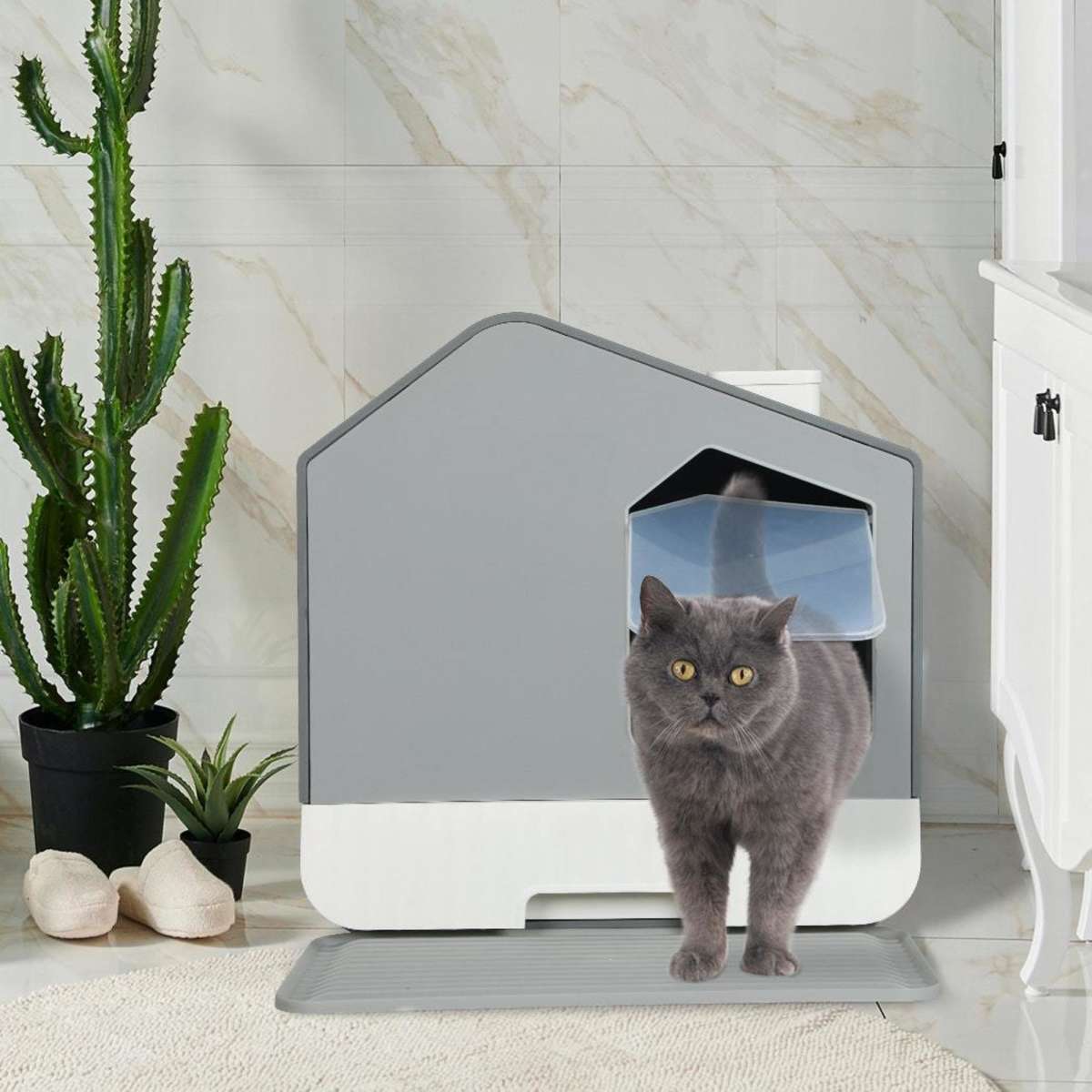 PaWz Fully Enclosed Cat Litter Box Mat Kitty Toilet Trapping Odour