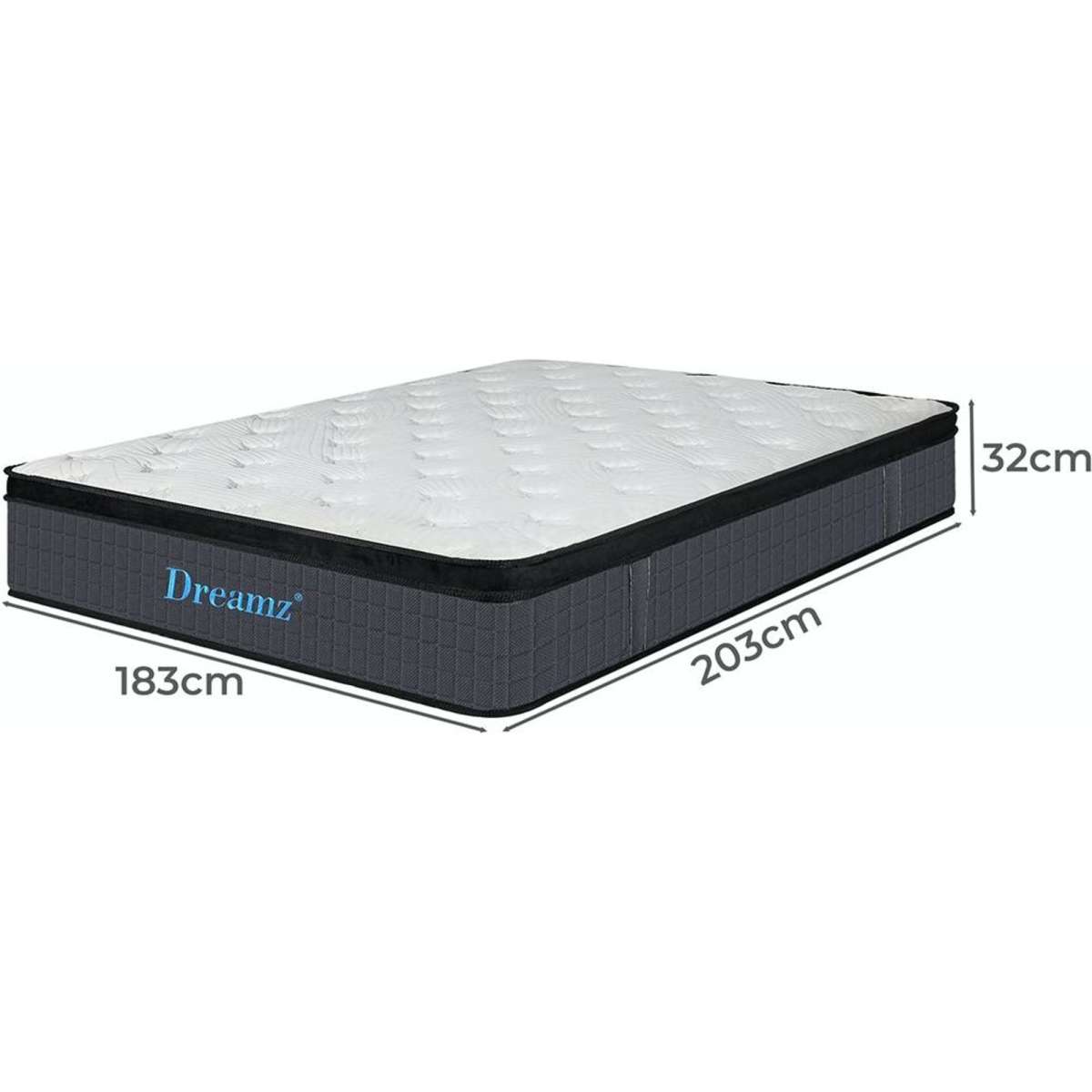 Dreamz Bedding Spring Mattress King Size 32CM Premium Pocket Spring