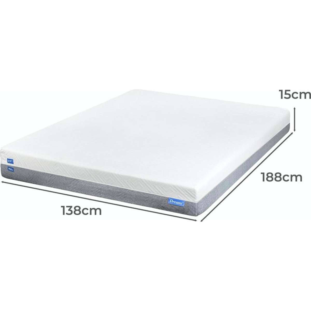 DreamZ Memory Foam Mattress Doublesided Egg Crate Gel HD Foam Soft