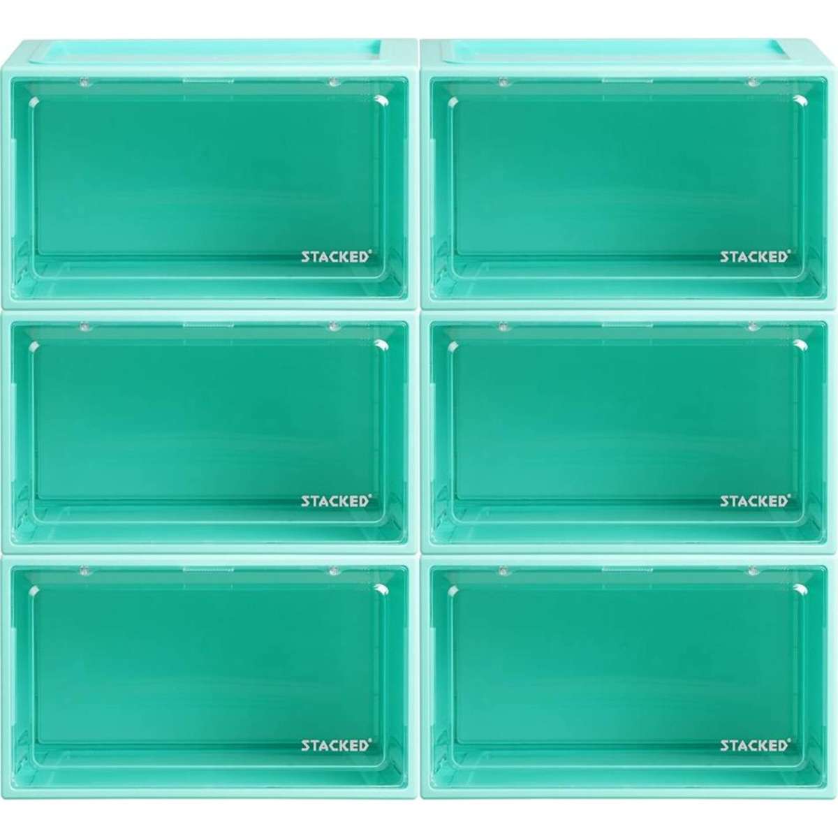 Stacked 6x Sneaker Display Case Shoe Storage Box Clear Plastic Boxes