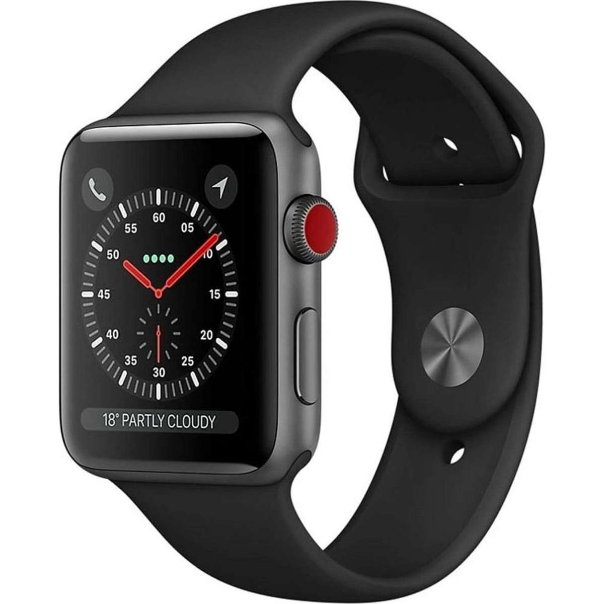 Apple watch series 3 42mm case hot sale space gray aluminum sport band black