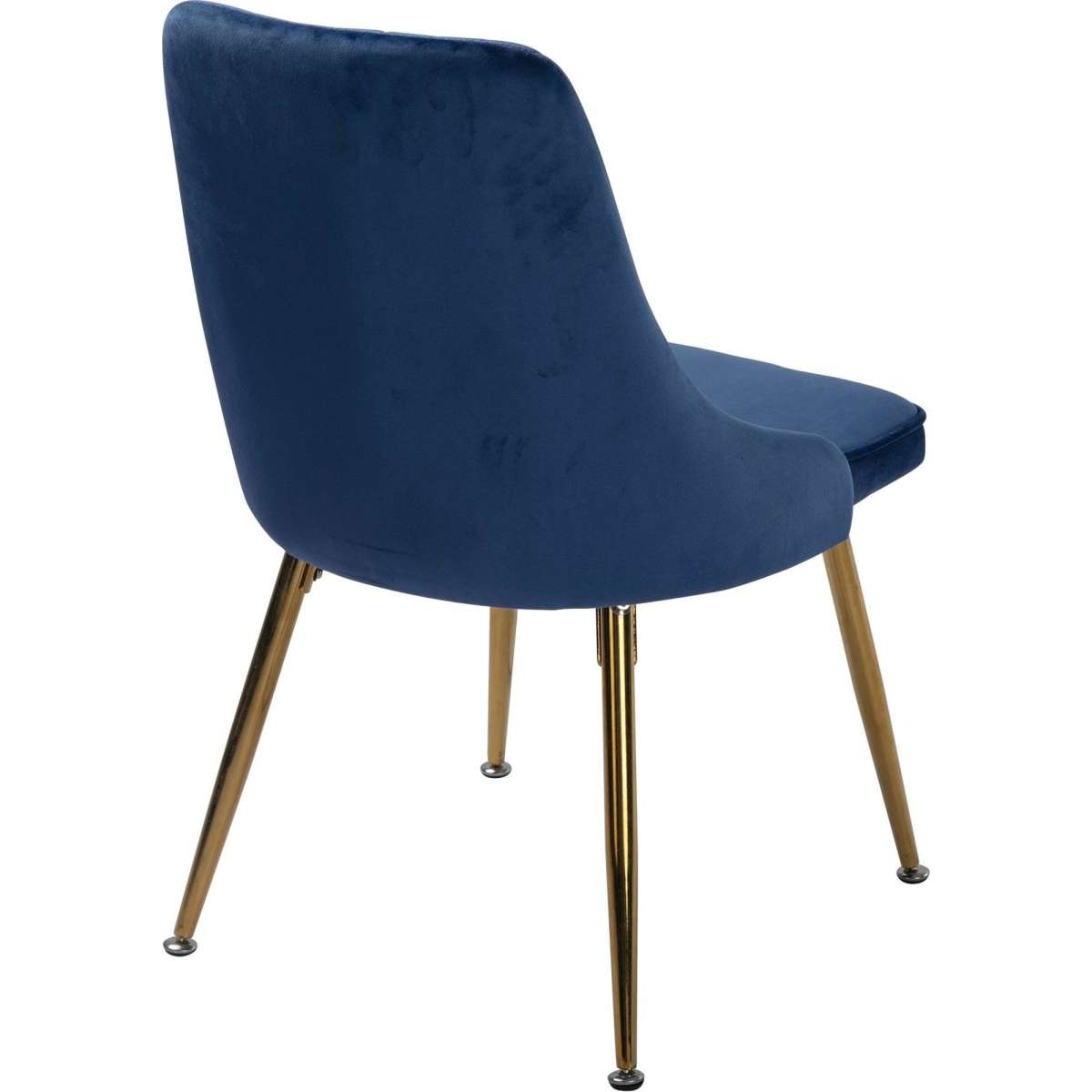 DREAMO 2PC Dining Chairs with Gold Metal Legs Set of 2 Blue Velvet