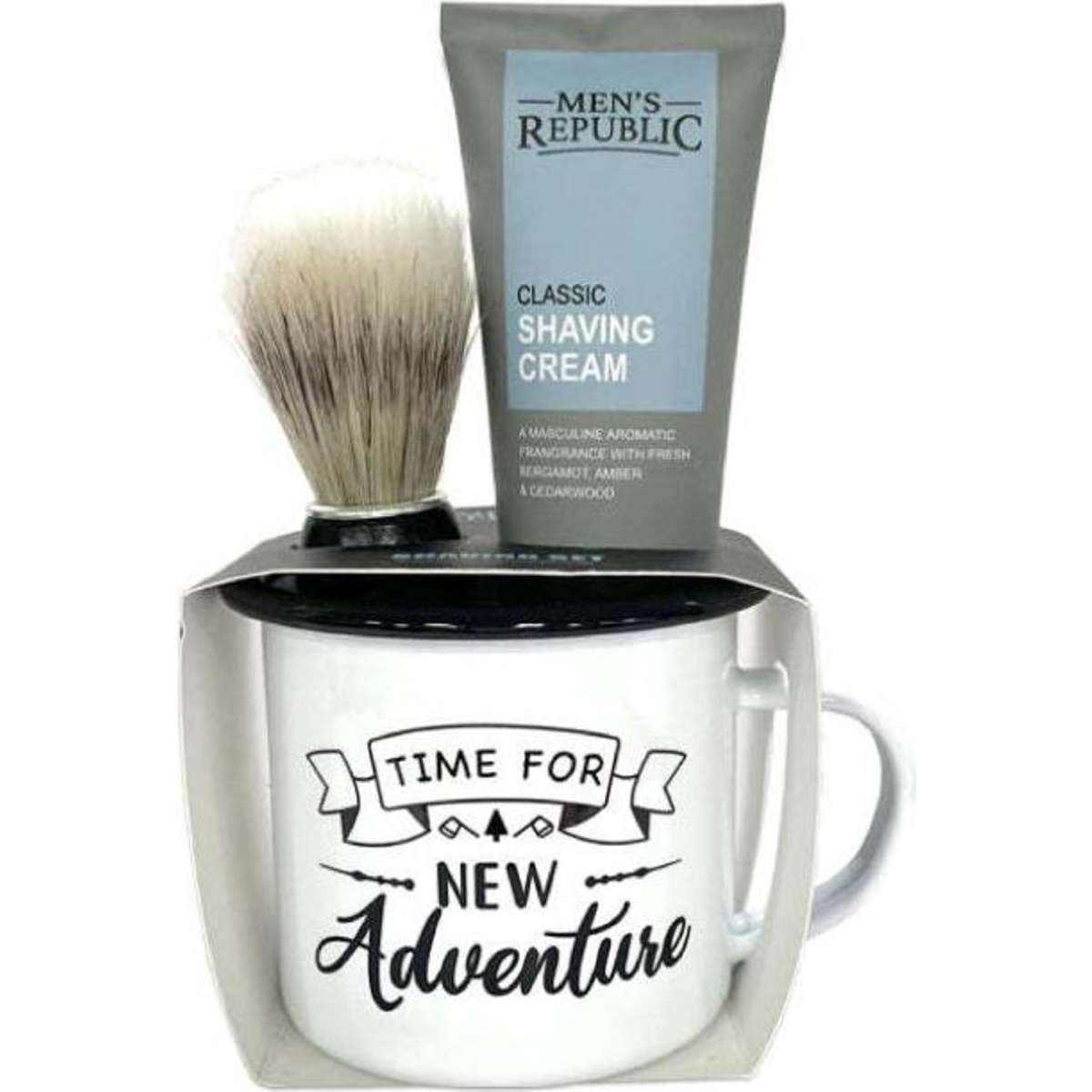 Mens Republic Mug with Shaving Cream and Beard Brush Woolworths