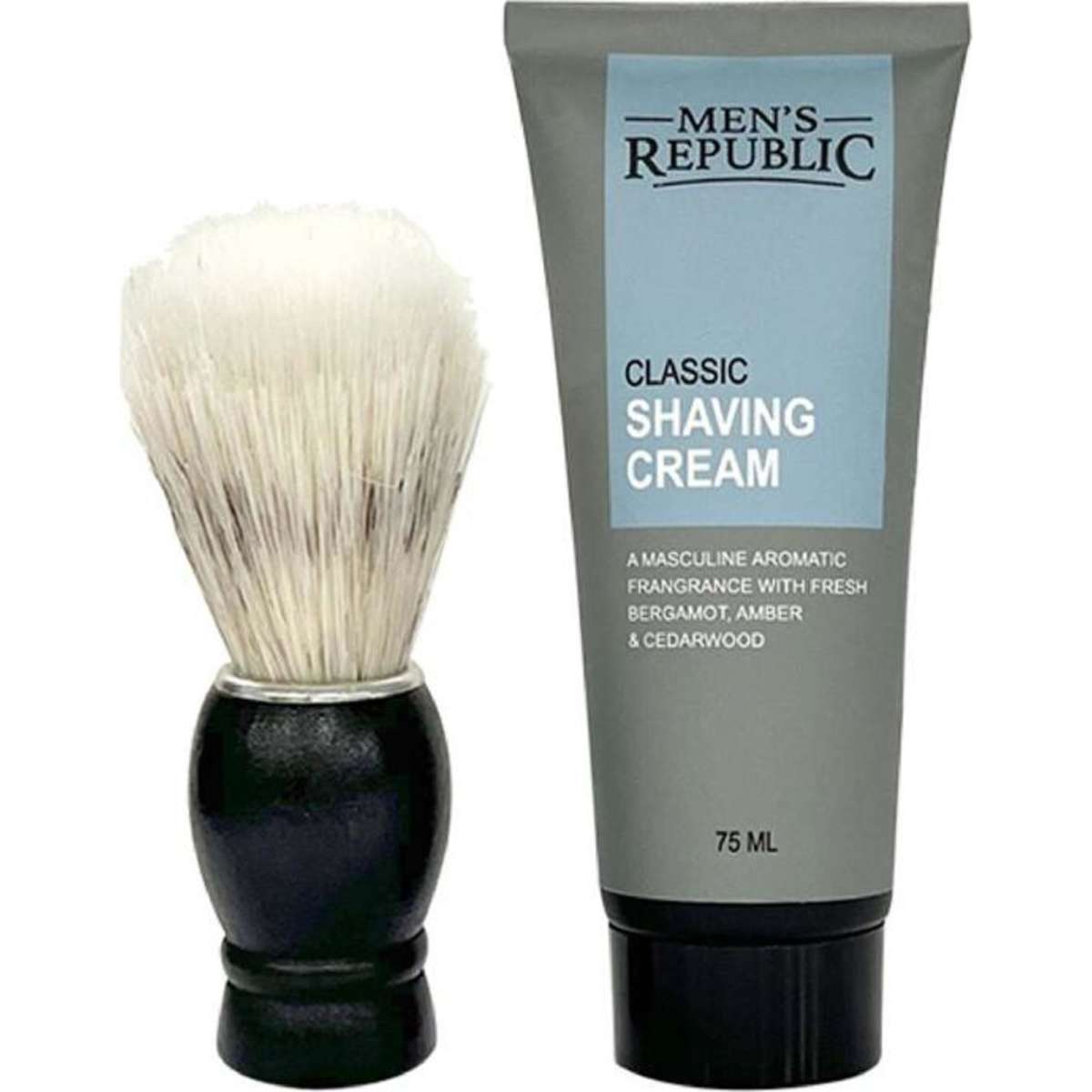 Mens Republic Mug with Shaving Cream and Beard Brush Woolworths