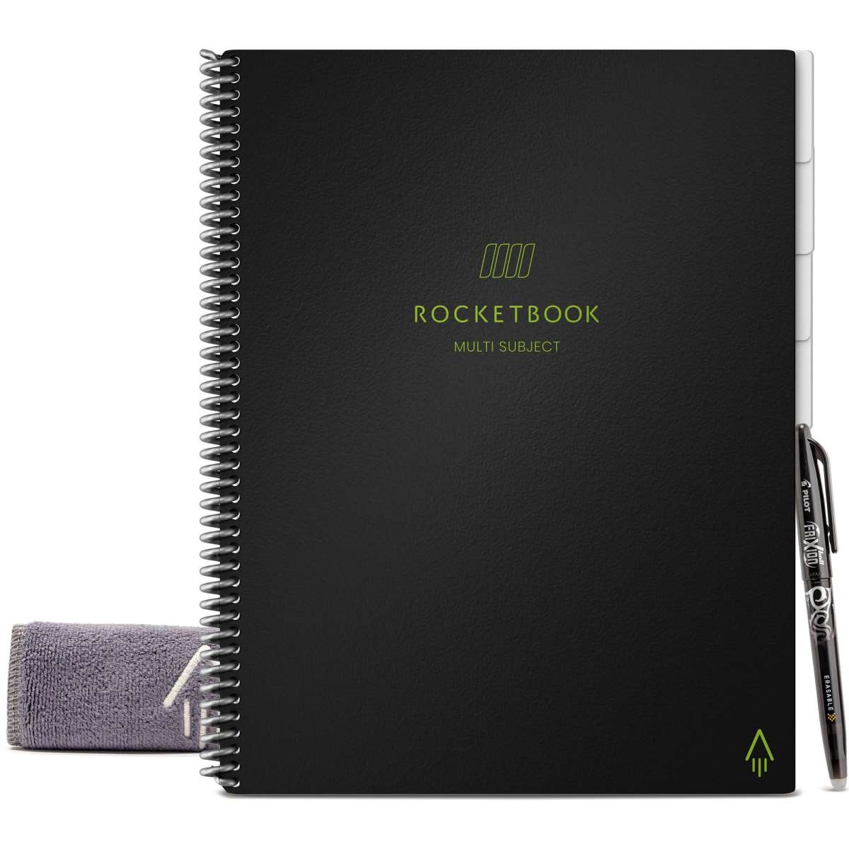 Rocketbook reusable multi subject notebook black a4 letter pen cloth