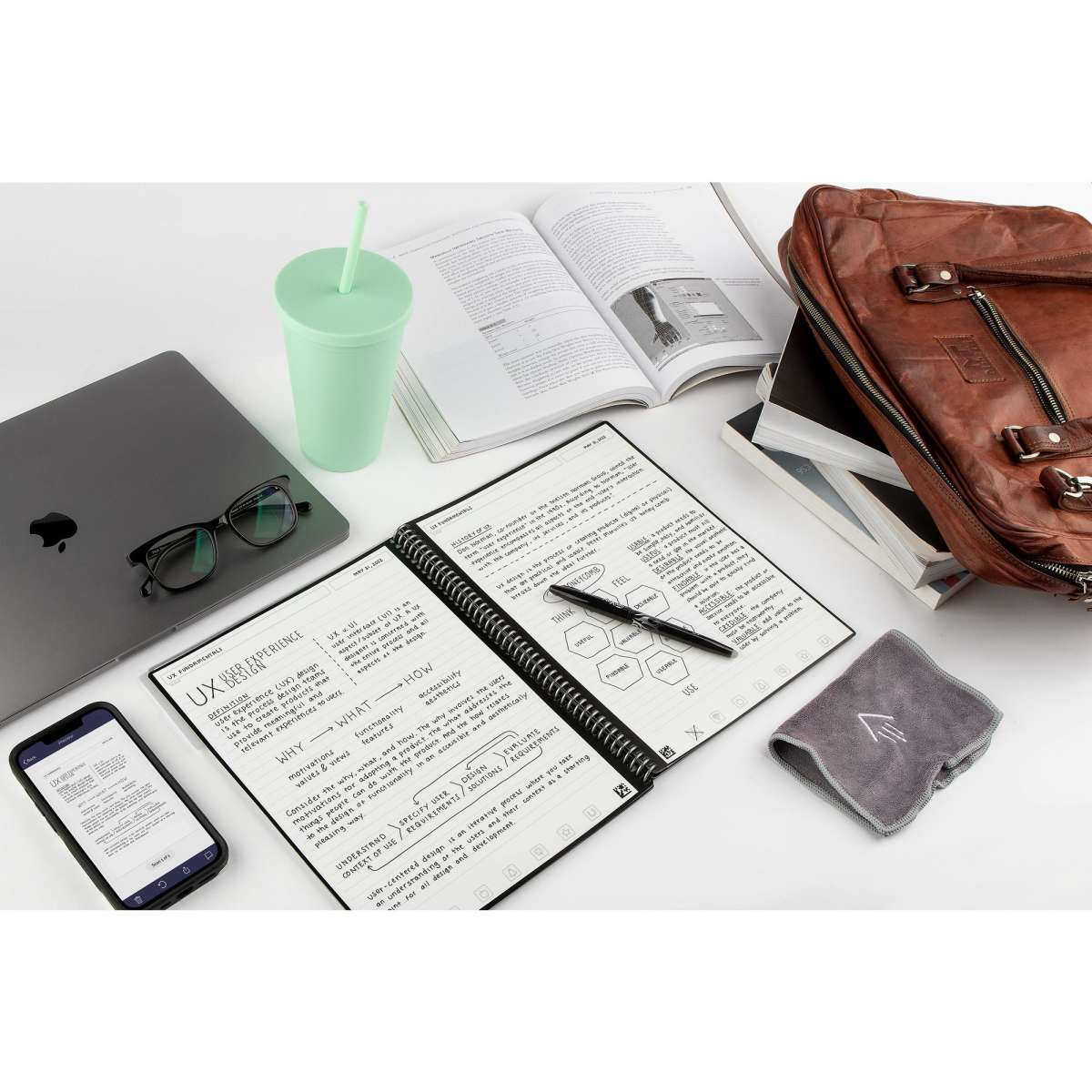 Rocketbook reusable multi subject notebook black a4 letter pen cloth