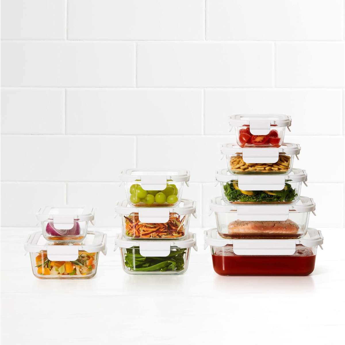 Kitchen Pro VersaLock Rectangular Glass Container Set 10pc White