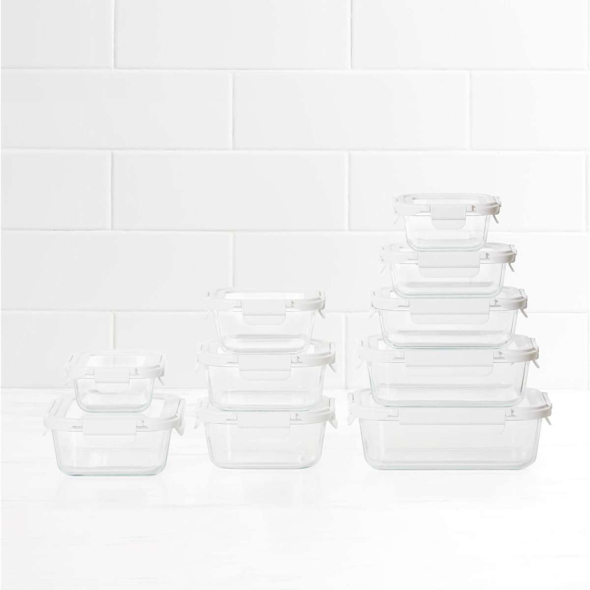 Kitchen Pro VersaLock Rectangular Glass Container Set 10pc White