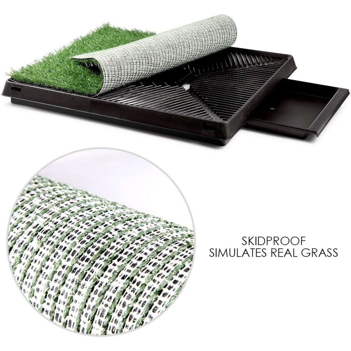 Ausway Indoor Pet Pee Training Pad with 2 Artificial Grass Mat Woolworths