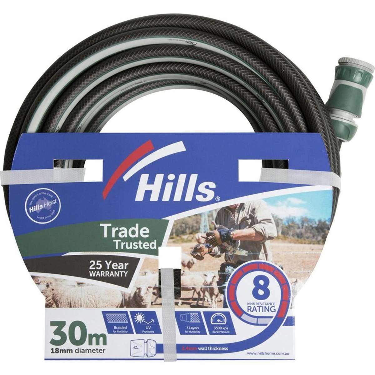 Hills Trade Trusted Garden Watering Hose Kink Resistant 18mm X 30M 1EA |  Woolworths