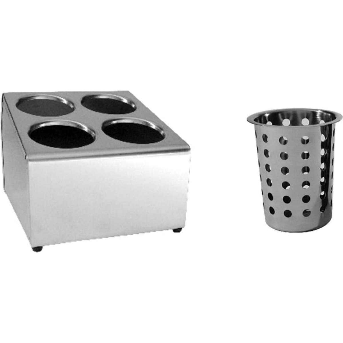 Caterchef Stainless Steel Cutlery Holder With Baskets 4 Holes Square