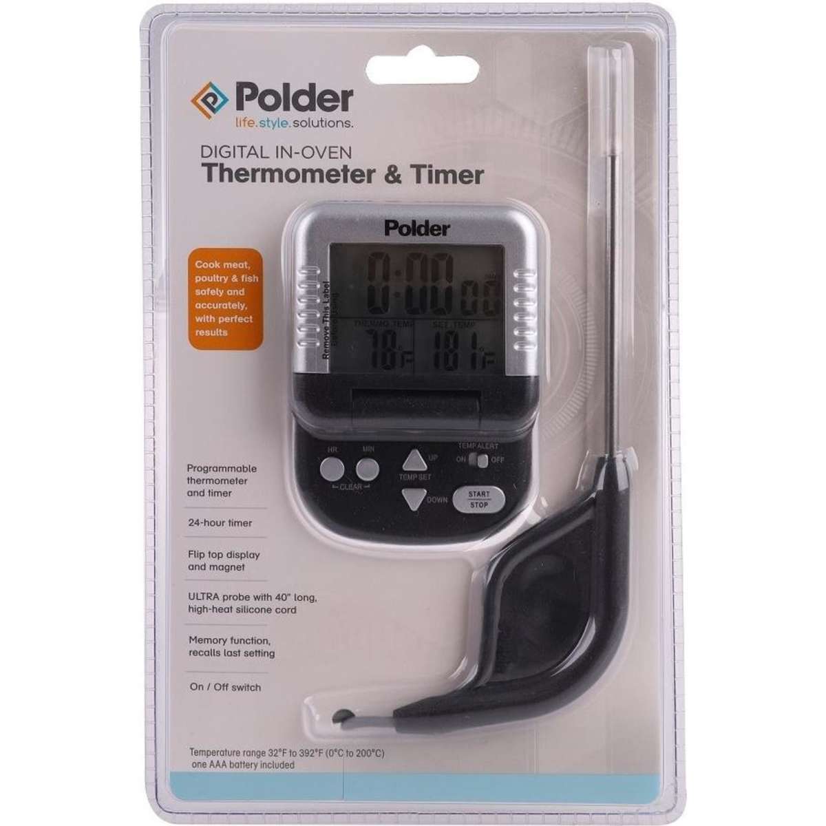 Polder Digital InOven Thermometer And Timer Woolworths