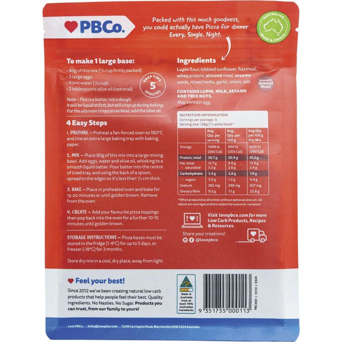 PBCO. Protein Pizza Base 320g Woolworths