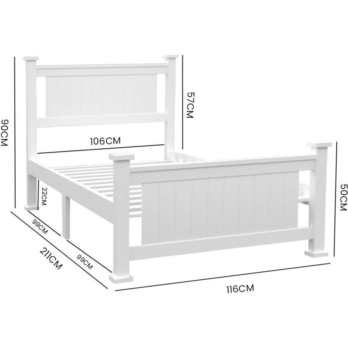 Kingston Slumber King Single Wooden Timber Bed Frame, White Woolworths