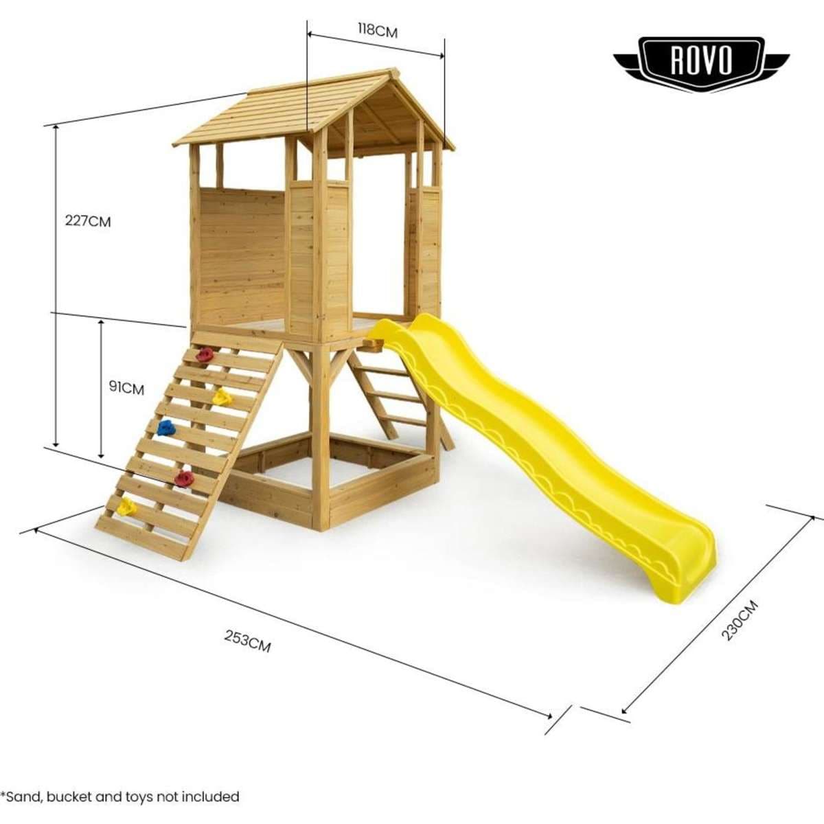 Rovo Kids Wooden Outdoor Play Equipment Cubby House Slide Sandpit