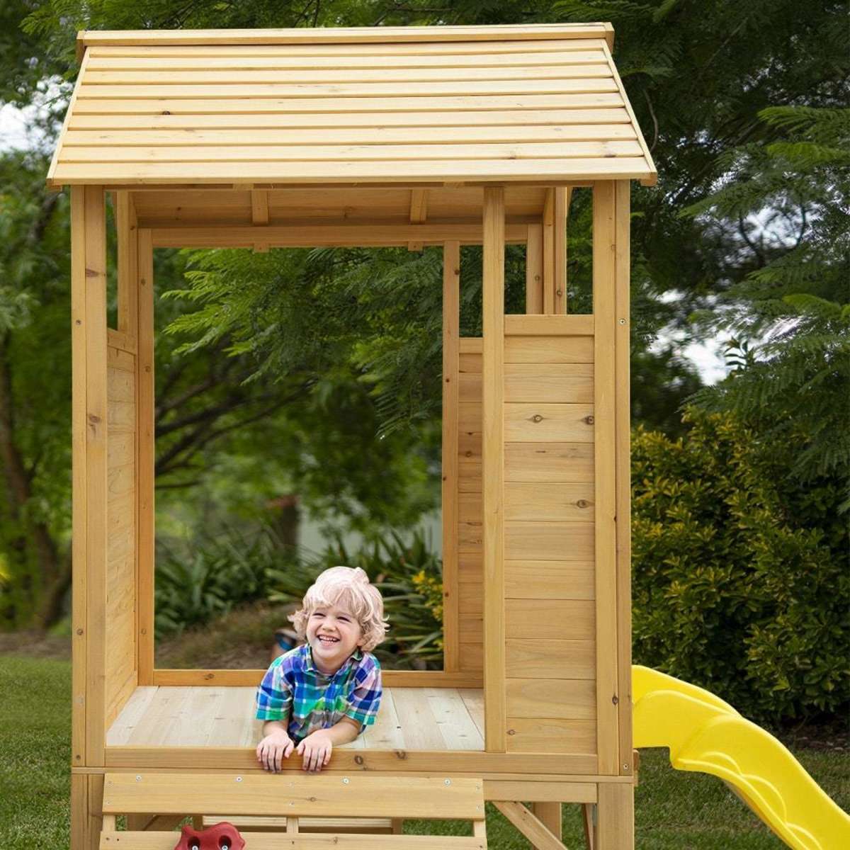Rovo Kids Wooden Outdoor Play Equipment Cubby House Slide Sandpit