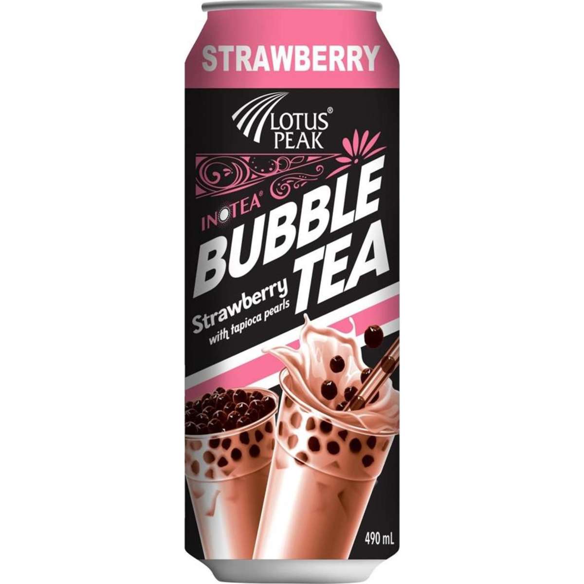 Lotus Peak Bubble Tea Strawberry w/ Tapioca Pearls 490m 6pc Woolworths
