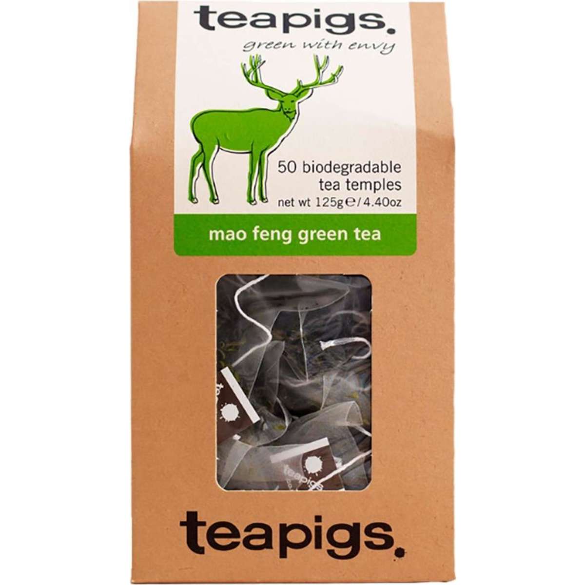 Teapigs Mao Feng Green Tea Leaves Temples/Tea Bags 50pc Woolworths