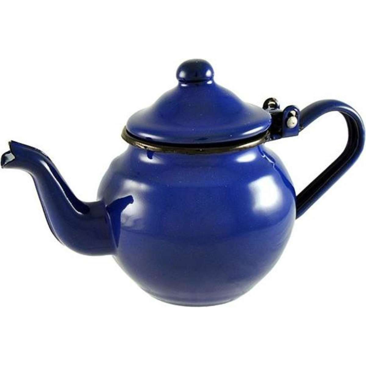 Blue shop enamel teapot