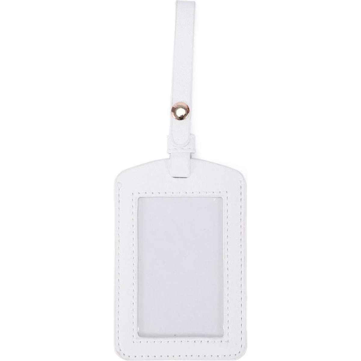 Kate Hill Travel Luggage Tag For Bag/Suitcase Snap Button Closure White