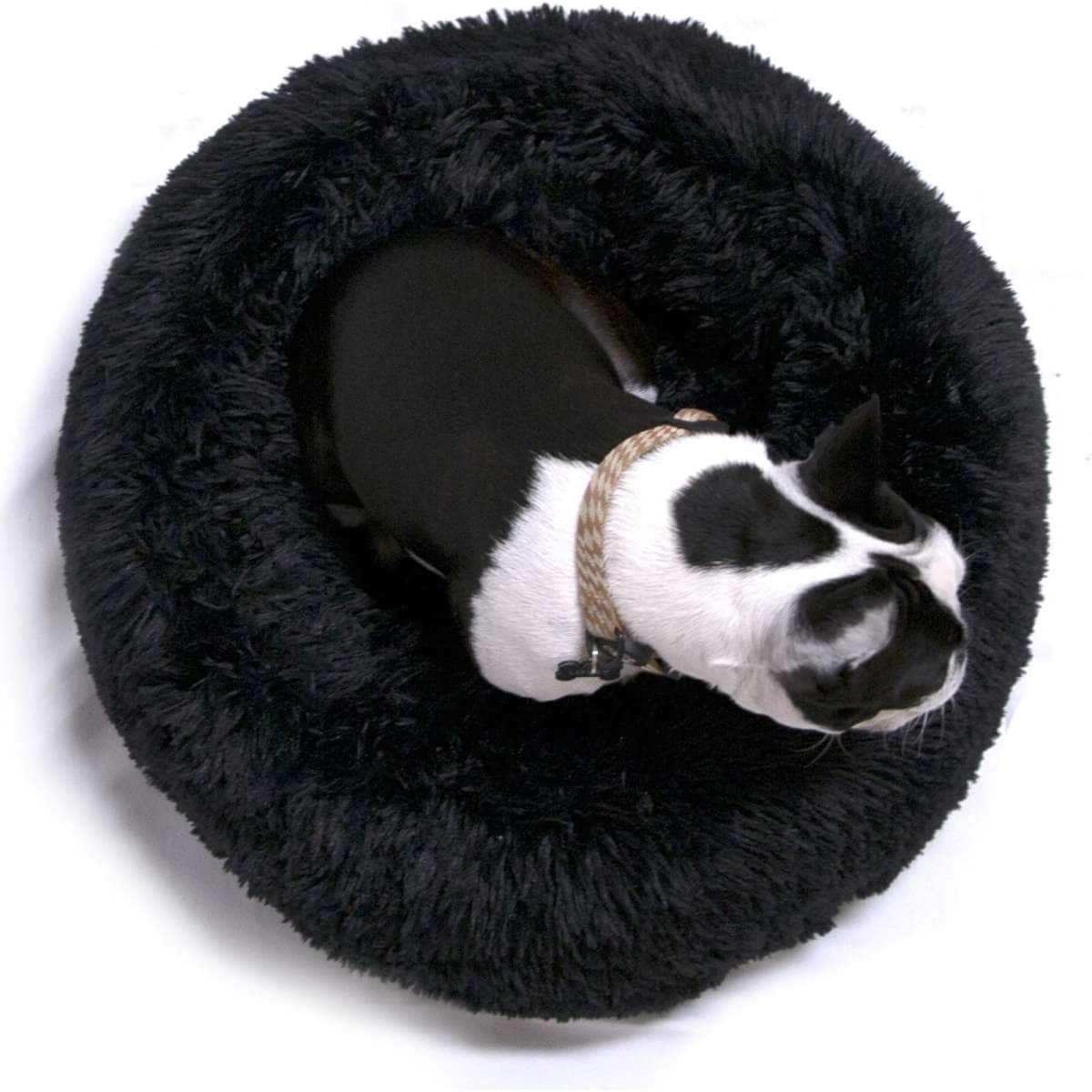 Paw Paws Faux Fur Pet Donut Bed Black Small 50cm x 15cm Woolworths