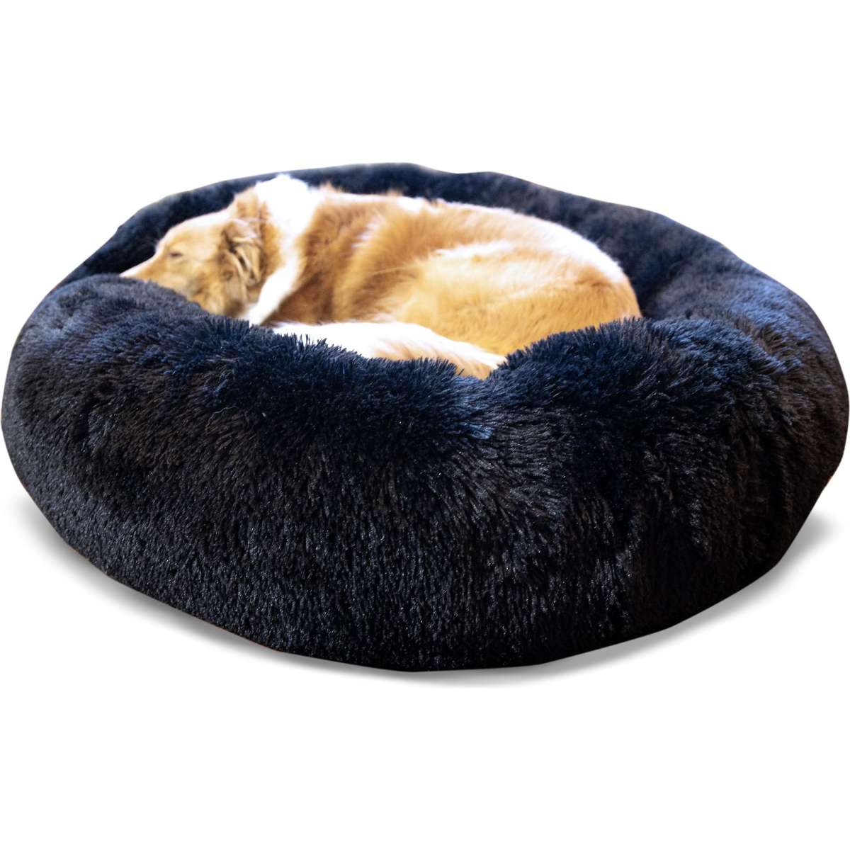 Paw Paws Faux Fur Pet Donut Bed Black Large 100cm x 20cm Woolworths