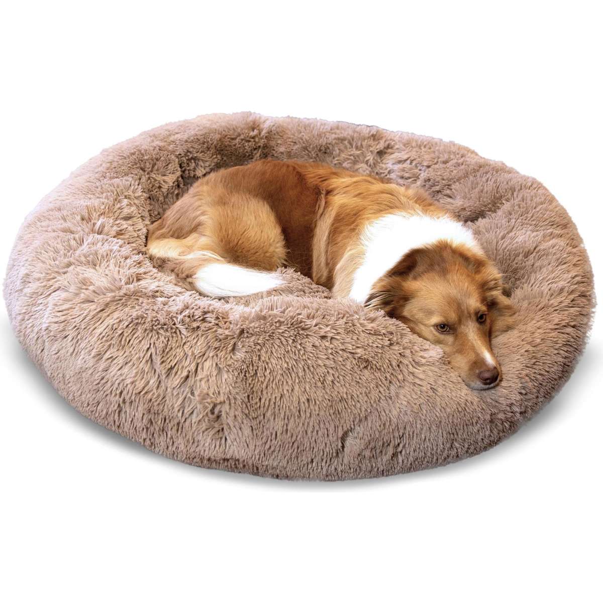 Paw Paws Faux Fur Pet Donut Bed Tan Large 100cm x 20cm Woolworths