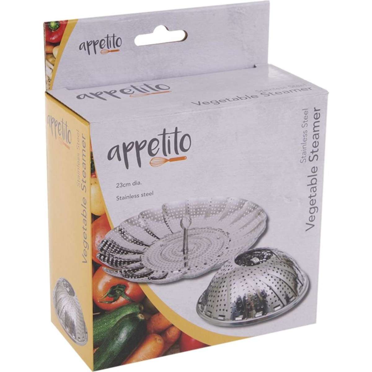 Appetito Stainless Steel Vegetable Steamer Basket 23cm Woolworths