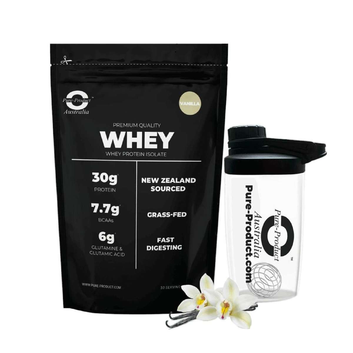 Pure Product Australia Whey Protein Isolate 1kg Banana with Shaker