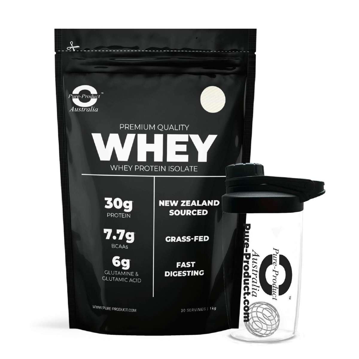 Pure Product Australia Whey Protein Isolate 1kg Banana with Shaker