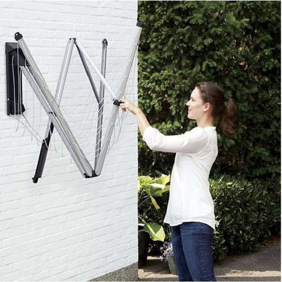 Brabantia Wallfix Fold Away 24 Metre 4 Arm Clothes Line W/ Cover