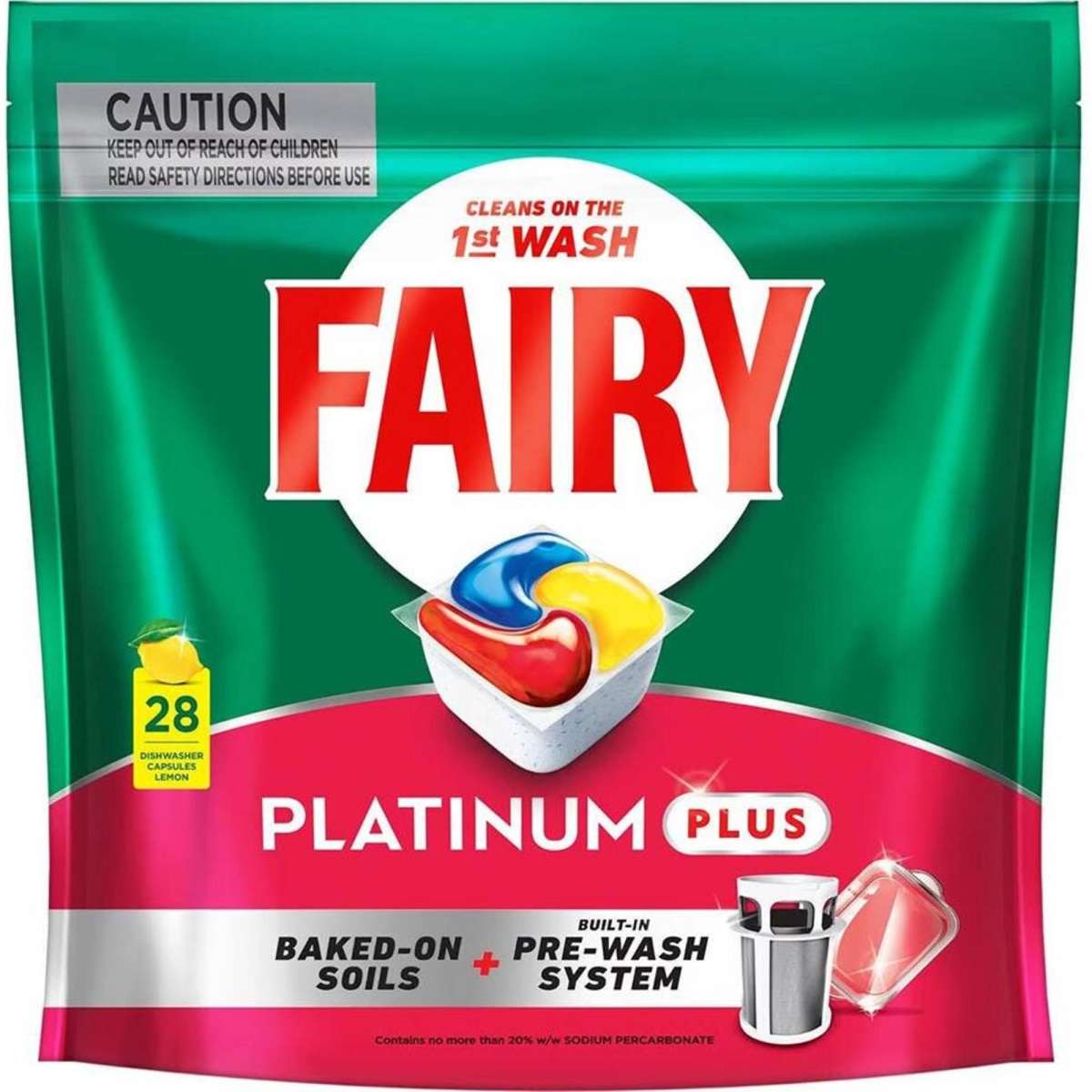 Fairy Platinum Plus Dishwasher Capsules Lemon 434g 28PK 9 + 1 Woolworths