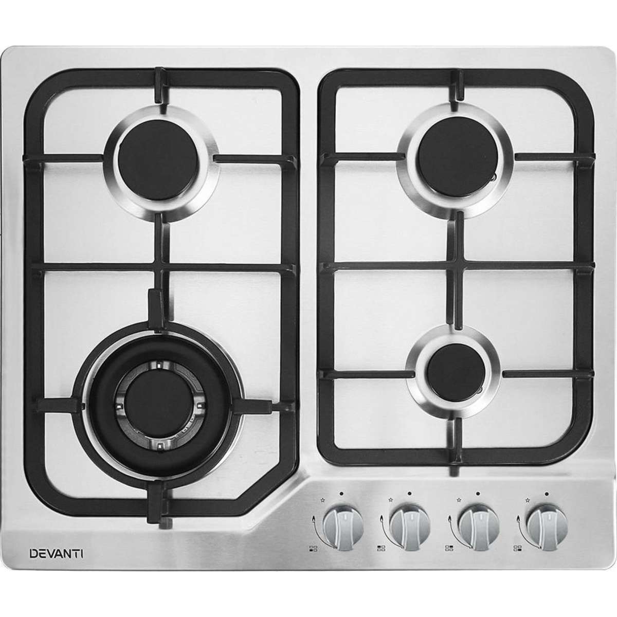 Devanti Gas Cooktop 60cm 4 Burner Silvir Woolworths