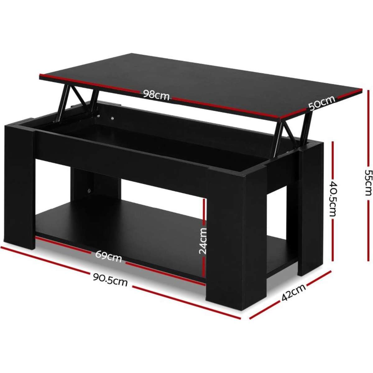 Artiss Coffee Table Lifttop Coffee Table Black Woolworths