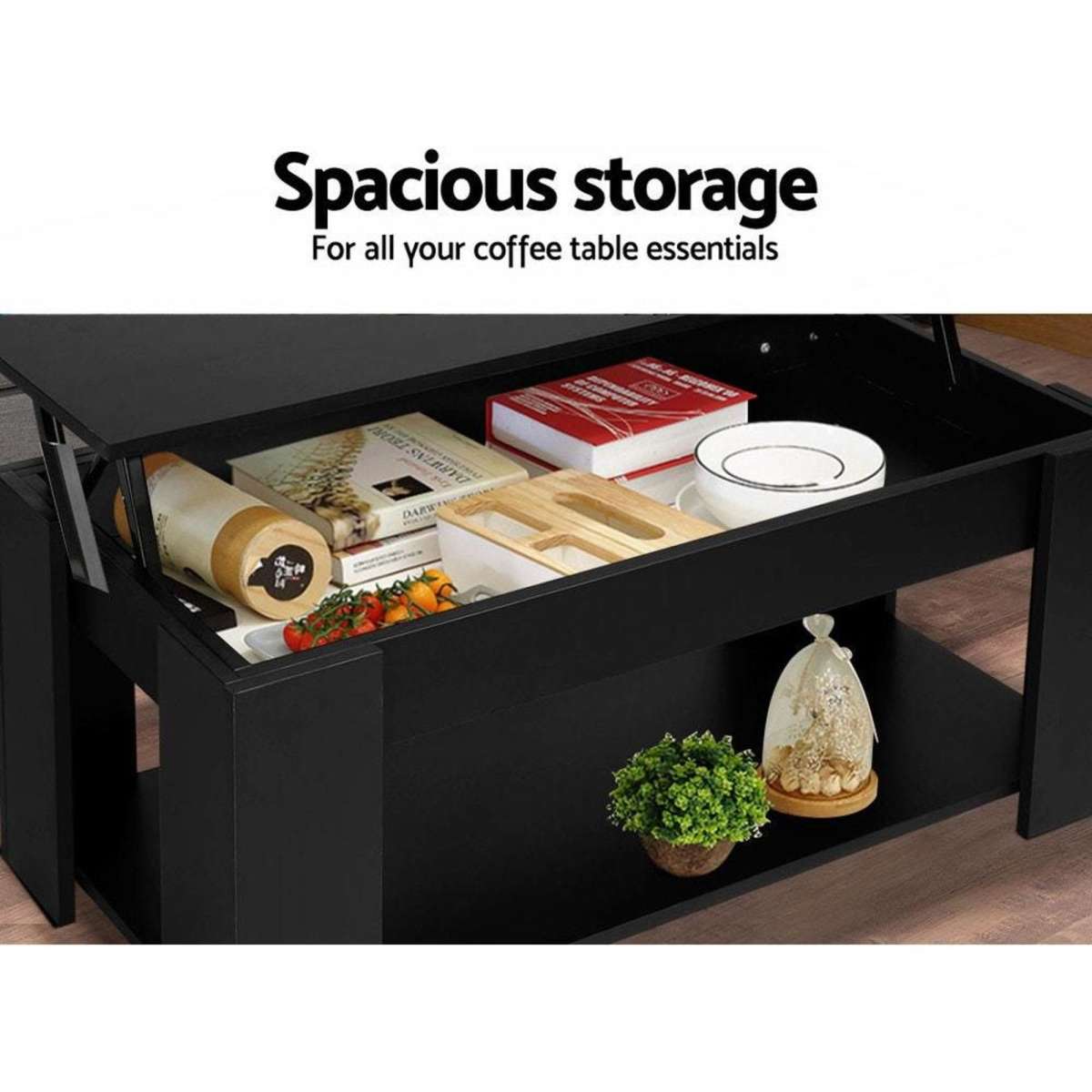 Artiss Coffee Table Lifttop Coffee Table Black Woolworths