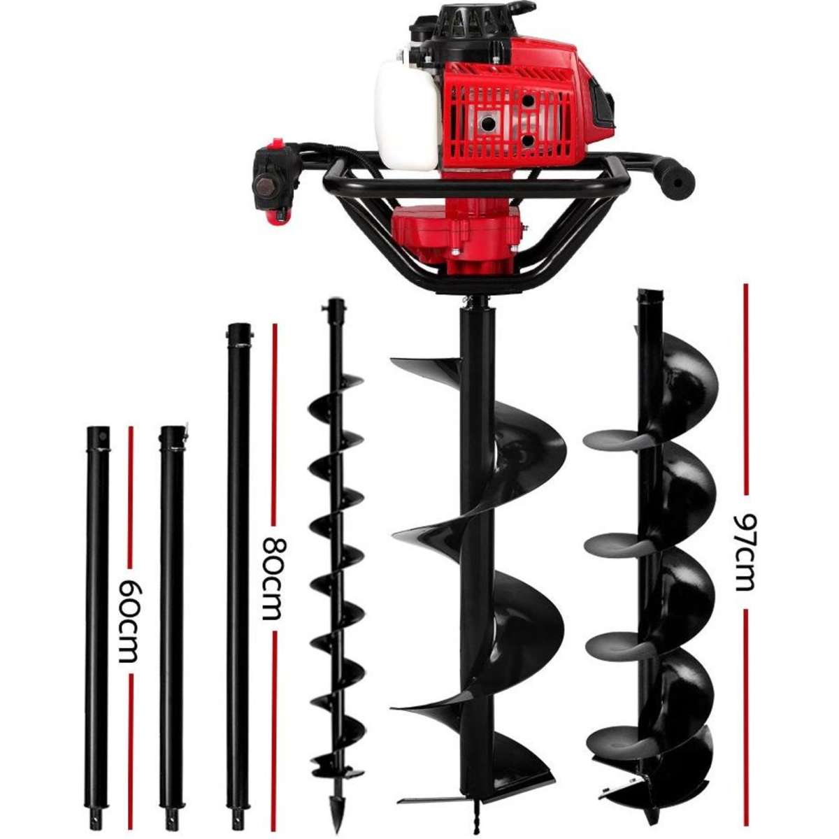 Giantz Post Hole Digger 92CC Petrol Motor Drill Extension Auger Bits
