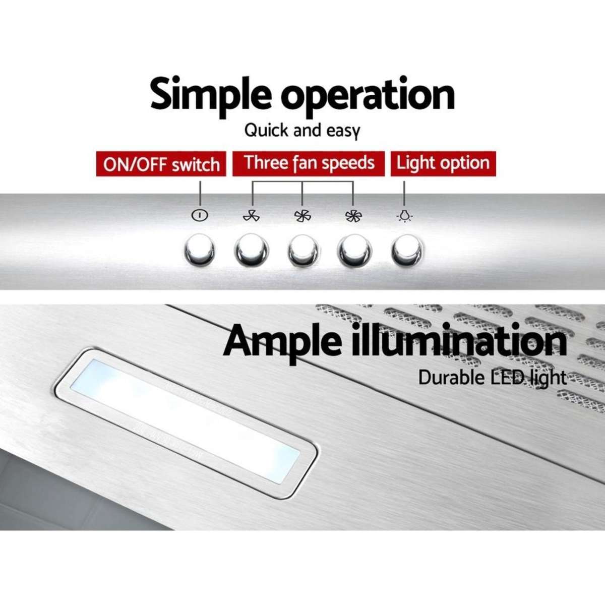 Devanti 600mm Range Hood 60cm Rangehood Stainless Steel Woolworths