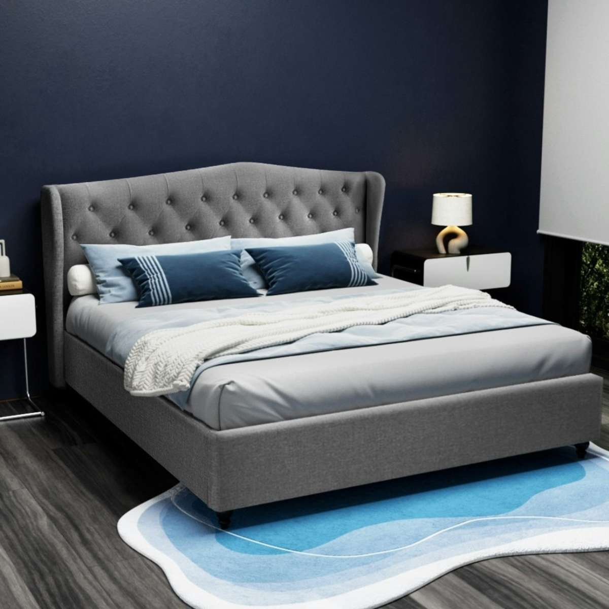 Artiss Bed Frame King Size Grey PIER Woolworths