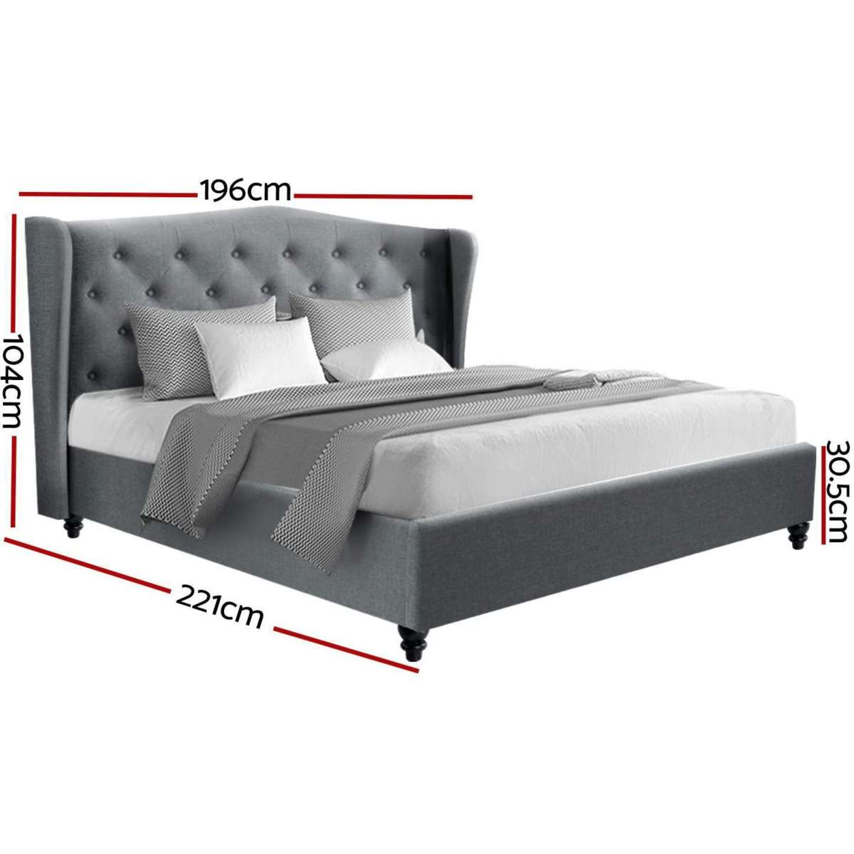 Artiss Bed Frame King Size Grey PIER Woolworths