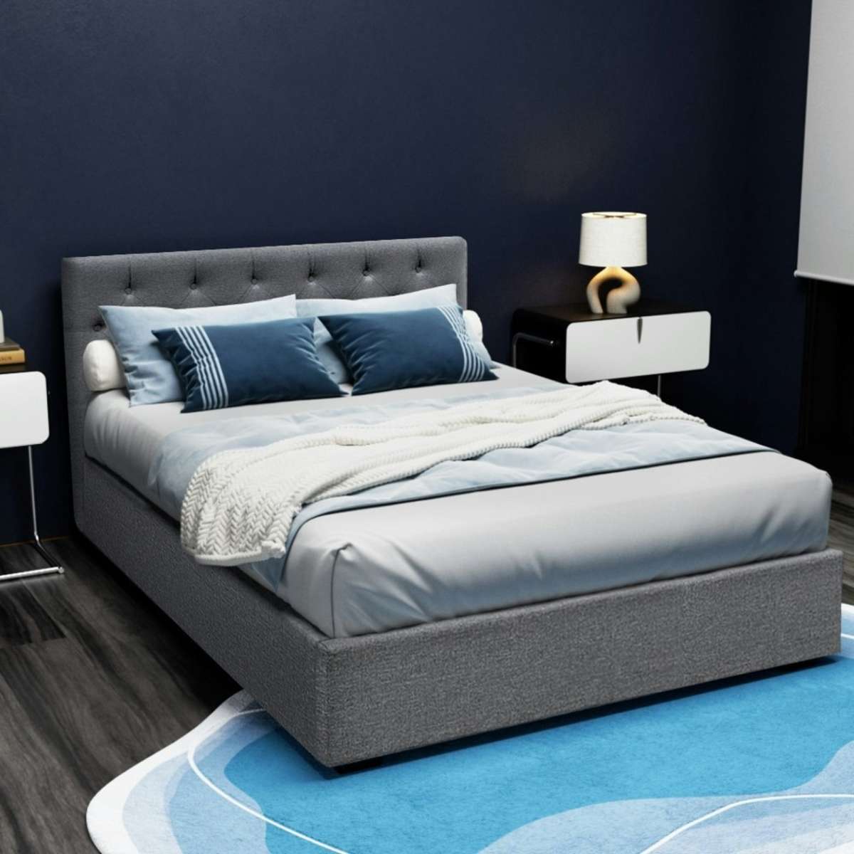 Artiss Bed Frame Double Size Gas Lift Grey VILA | Woolworths