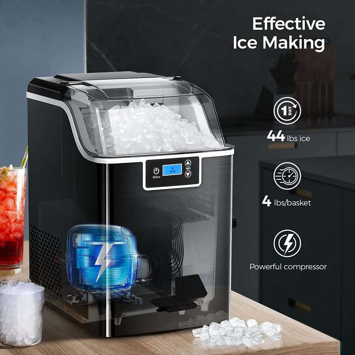 Advwin Nugget Ice Maker Countertop Crushed Ice Maker Machine 20KG/Day Woolworths