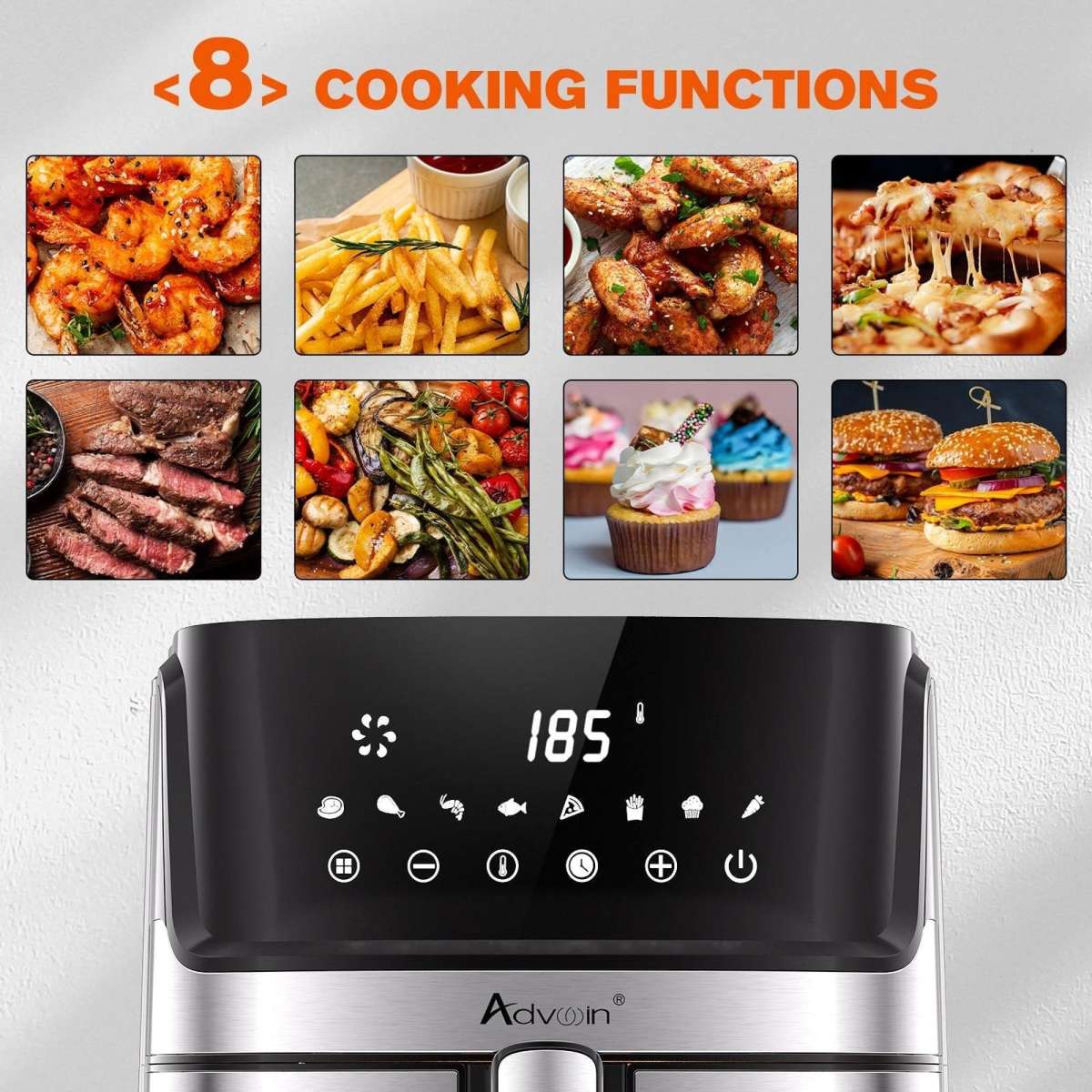 Advwin Air Fryer 8L Digital XXL Air Fryer Oil-Less Healthy Electric ...