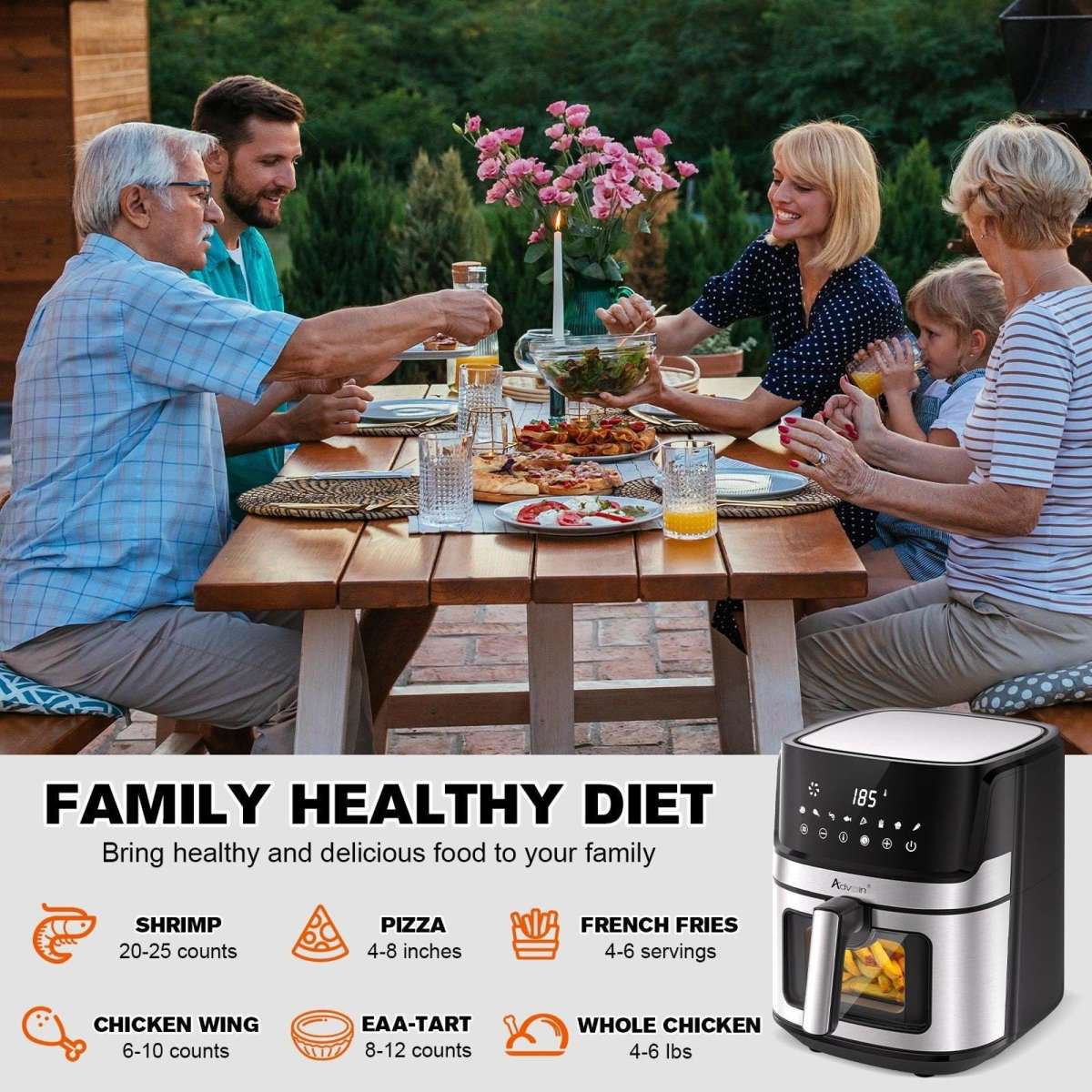Advwin Air Fryer 8L Digital XXL Air Fryer OilLess Healthy Electric