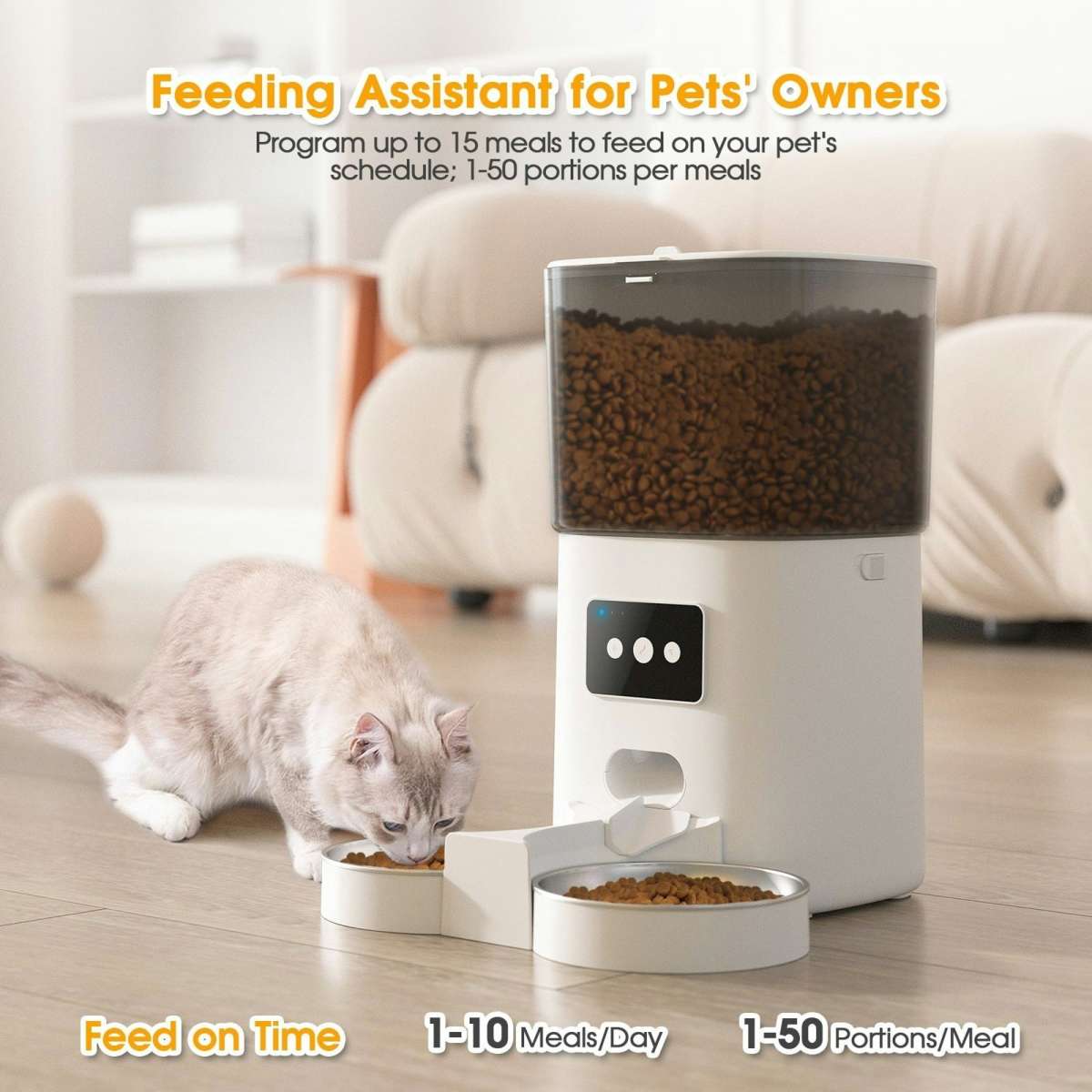 Advwin 6L Automatic Pet Feeder Double Bowl Wifi APP Control | Woolworths